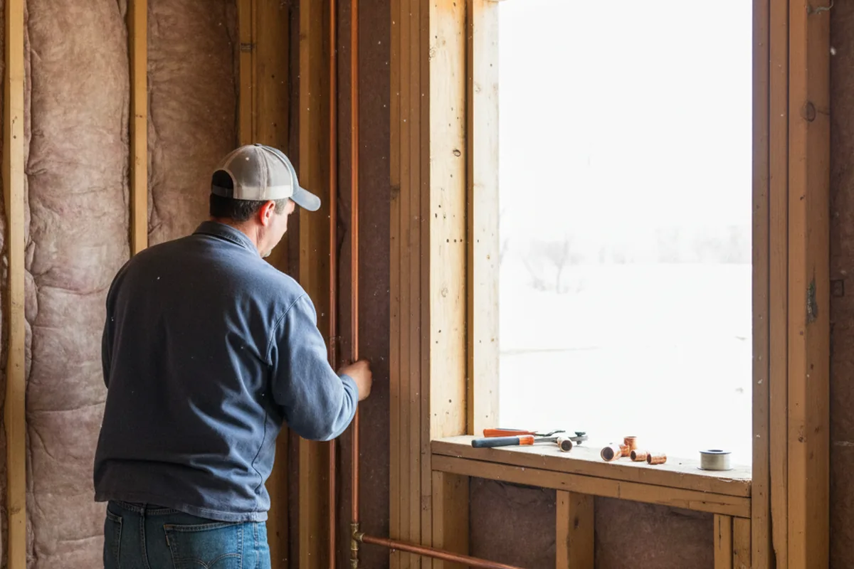 Licensed plumber running new copper supply lines in a Monessen home