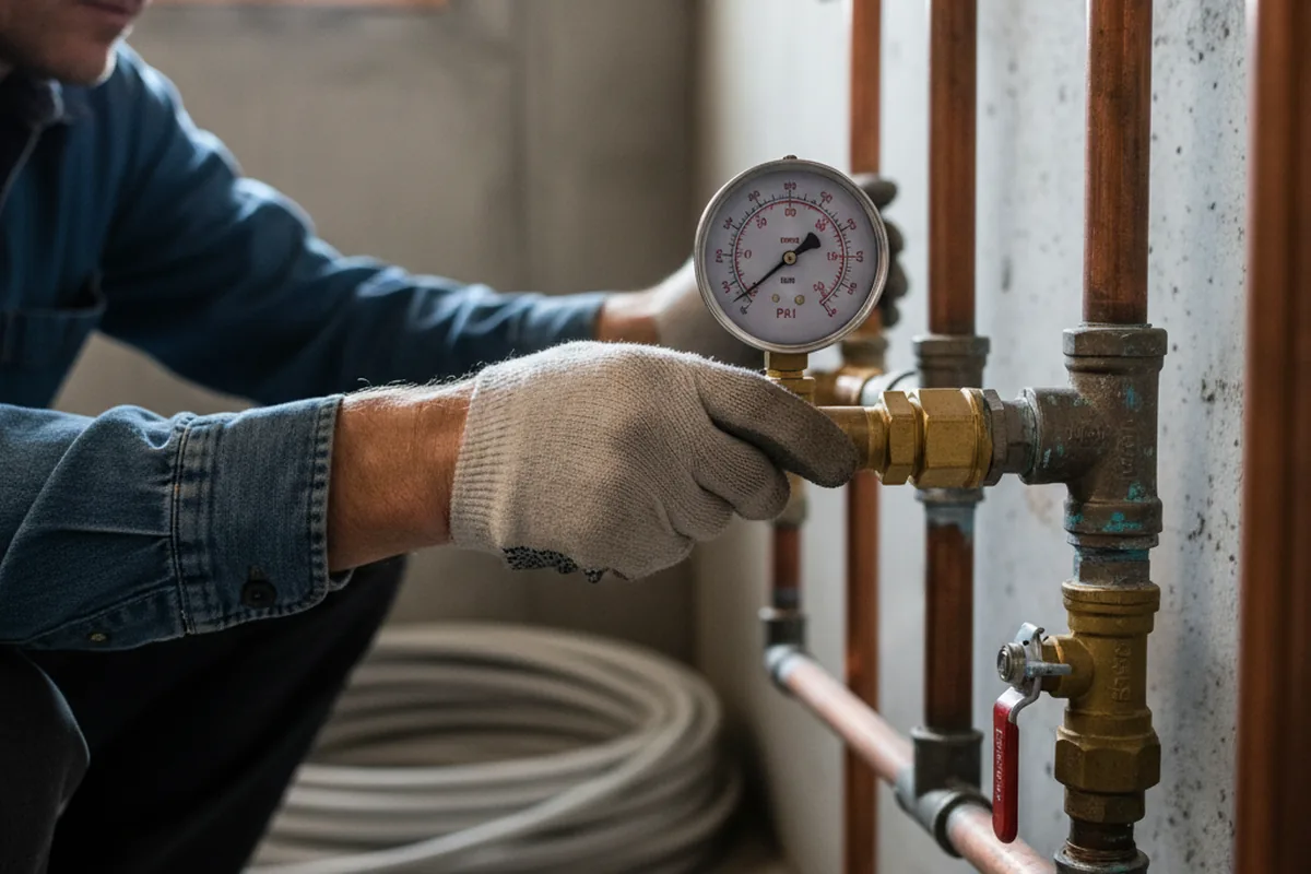 Pressure testing a repaired line during Water Line Repair in Monessen